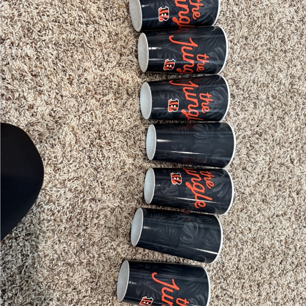 Black think plastic bengals Tumbler Set with Orange Script